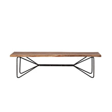 Load image into Gallery viewer, 66" Brown and Black Distressed Live Edge Solid Wood Dining Bench