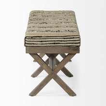 Load image into Gallery viewer, 16" Beige And Brown Upholstered Cotton Blend Bench