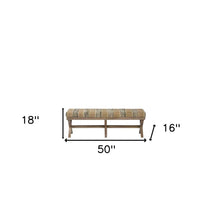 Load image into Gallery viewer, 16" Beige And Brown Upholstered Cotton Blend Bench