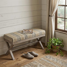 Load image into Gallery viewer, 16" Beige And Brown Upholstered Cotton Blend Bench