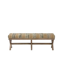 Load image into Gallery viewer, 16" Beige And Brown Upholstered Cotton Blend Bench
