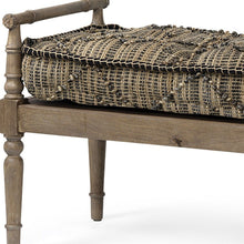 Load image into Gallery viewer, 57" Beige And Brown Upholstered Cotton Blend Bench