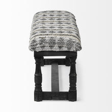 Load image into Gallery viewer, 15" Off White and Black Upholstered Faux Leather Bench
