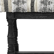 Load image into Gallery viewer, 15" Off White and Black Upholstered Faux Leather Bench