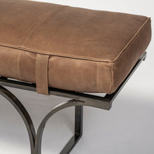 Load image into Gallery viewer, 55" Brown and Black Genuine Leather Upholstery Bench