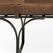 Load image into Gallery viewer, 55" Brown and Black Genuine Leather Upholstery Bench