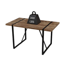 Load image into Gallery viewer, Modern Rural Industrial Dining Table, 55" Rectangular Wood With Metal Legs, Seats 4 - 6 - Wood