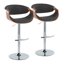 Load image into Gallery viewer, Curvo - Mid Century Modern Adjustable Barstool With Swivel With Rounded T Footrest (Set of 2)