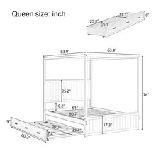 Load image into Gallery viewer, Canopy Platform Bed With Trundle And 3 Storage Drawers