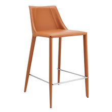 Load image into Gallery viewer, Faux Leather And Steel Low Back Counter Height Bar Chair - Terra Cotta