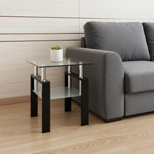 Load image into Gallery viewer, Glass And Metal Square End Tables With Shelf - Clear / Black