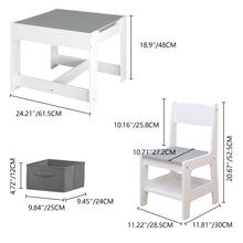 Load image into Gallery viewer, Kids Table And Chair Set, 3 In 1 Activity Table With Storage Drawer For Toddlers Drawing, Reading, Crafts, 2 In 1 Detachable Top - White