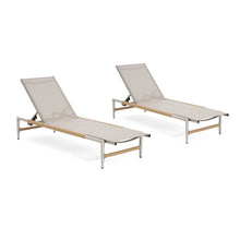 Load image into Gallery viewer, Hargrove - Outdoor Patio Aluminum Chaise Lounge (Set of 2) - Natural / Silver