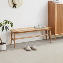 Load image into Gallery viewer, Woven Design Dining Bench For Dining Room, Bedroom - Natural Oak