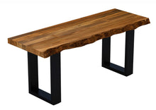 Load image into Gallery viewer, 43" Brown and Black Solid Wood Dining Bench