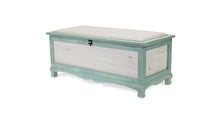 Load image into Gallery viewer, Rectangular Green Wooden With Seat Cushion And Inside Storage Bench