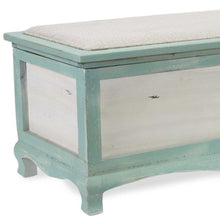 Load image into Gallery viewer, Rectangular Green Wooden With Seat Cushion And Inside Storage Bench
