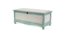 Load image into Gallery viewer, Rectangular Green Wooden With Seat Cushion And Inside Storage Bench