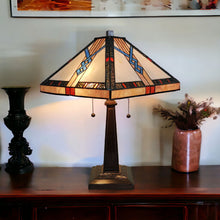 Load image into Gallery viewer, 22" Metal Two Light Candlestick Table Lamp With Off-White Empire Shade - Dark Brown