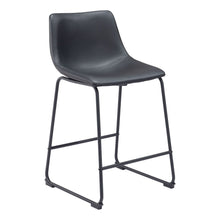 Load image into Gallery viewer, 24" Transitional Faux Leather And Steel Counter Height Bar Chairs (Set of 2) - Black