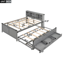 Load image into Gallery viewer, Platform Bed With Storage Headboard, USB, Trundle And 3 Drawers