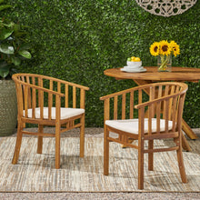 Load image into Gallery viewer, Outdoor Wooden Dining Chairs With Cushions (Set of 2)