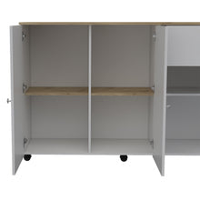 Load image into Gallery viewer, 54" Rolling Kitchen Island With Storage - White / Natural