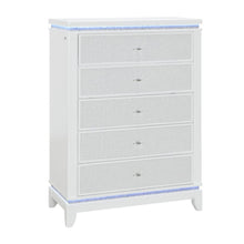 Load image into Gallery viewer, 36" Faux Crystal Glitter Wood Lighted Five Drawer Dresser - White