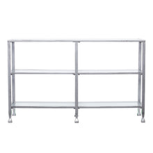 Load image into Gallery viewer, Glass Distressed Frame Console Table With Shelves - Clear / Silver
