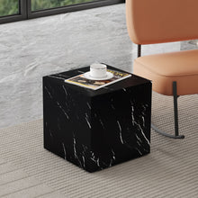 Load image into Gallery viewer, Luxurious Marble Texture Coffee Table Cube Design Elegant Living Room Accent - Black
