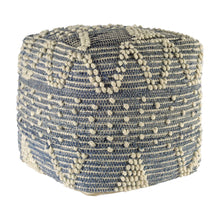 Load image into Gallery viewer, Square Pouf With Cotton Stitched - Blue Denim / Ivory