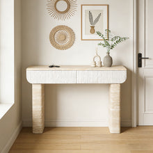 Load image into Gallery viewer, Entryway Table With 2 Hidden Handle Drawers For Entrance - Beige / Yellow