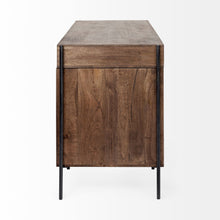 Load image into Gallery viewer, 56" Medium Brown Wooden Writing Desk With 3 Drawers And 3 Open Shelves