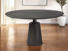Load image into Gallery viewer, 54" Brown Solid Wood and Iron Pedestal Base Round Top Dining Table