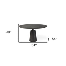 Load image into Gallery viewer, 54" Brown Solid Wood and Iron Pedestal Base Round Top Dining Table