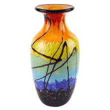 Load image into Gallery viewer, Abstract Urn Handblown Table Vase - Black / Blue / Red