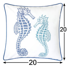 Load image into Gallery viewer, Seahorses Pillow Cover With Matching Back