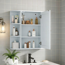 Load image into Gallery viewer, Bathroom Wall Storage Cabinet With Mirror And Adjustable Shelf, 6 Open Shelves