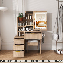 Load image into Gallery viewer, Modern Vanity Desk With 3 LED Lighting Modes, 4 Drawers