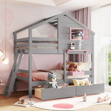 Load image into Gallery viewer, Bunk Bed With Playhouse Roof And Window