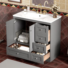 Load image into Gallery viewer, Shaker Free Standing Bathroom Vanity Cabinet With Sink, Soft Close Drawers, Soft Close Doors