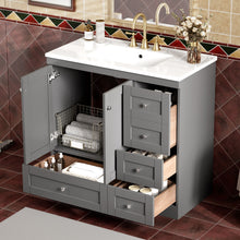 Load image into Gallery viewer, Shaker Free Standing Bathroom Vanity Cabinet & Sink, Soft Close Drawers, Soft Close Doors