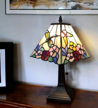 Load image into Gallery viewer, Metal Candlestick Table Lamp With Pink And Black Empire Shade - Dark Brown