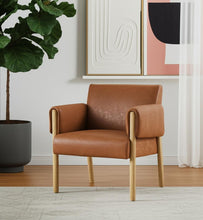 Load image into Gallery viewer, Faux Leather And Solid Wood Arm Chair - Brown
