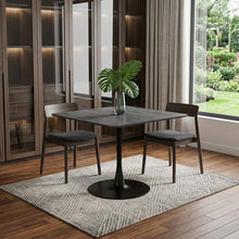 Load image into Gallery viewer, 35" Black Square Steel Pedestal Base Dining Table