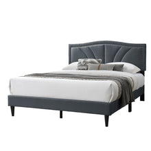 Load image into Gallery viewer, Bed With Nailhead Trim Accents, Upholstered Platform Frame
