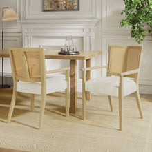 Load image into Gallery viewer, Mid Century Modern Arm Dining Chairs With Rattan Backrest