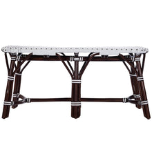 Load image into Gallery viewer, 43" White and Dark Brown Rattan and Wicker Bench