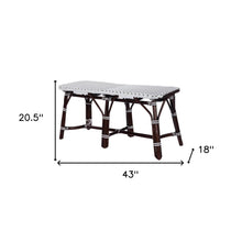 Load image into Gallery viewer, 43" White and Dark Brown Rattan and Wicker Bench