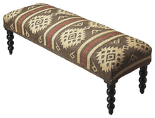 Load image into Gallery viewer, 48" Brown Upholstered Wool Southwest Distressed Bench